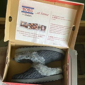 Skechers BOBS Charcoal Faux Fur Slippers